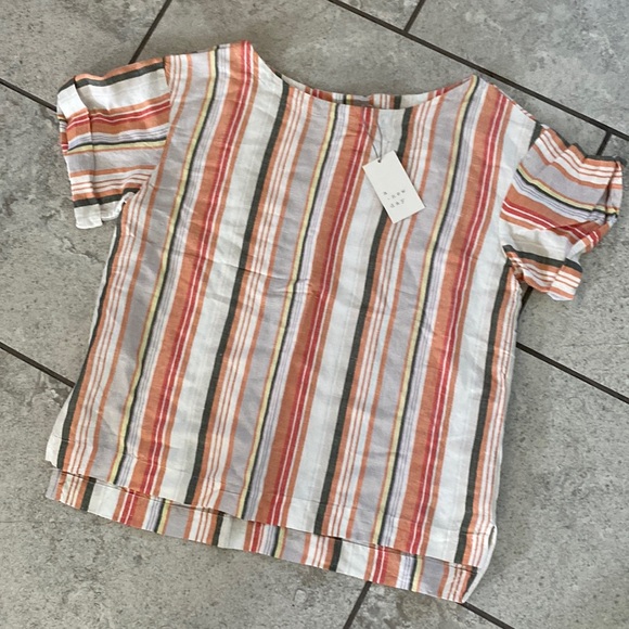 a new day Tops - Striped Linen Top orange cream